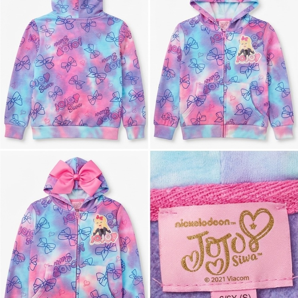 JoJo Siwa Nickelodeon Girls Tie-Dye Zip-Up Hoodie - Size 6/6X EUC